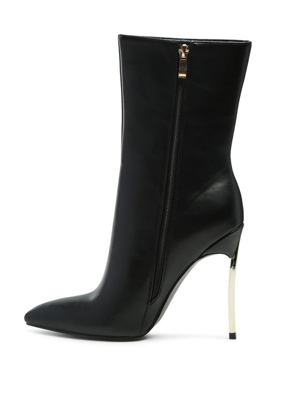 Klayton Boot Black Stiletto Silver Heel