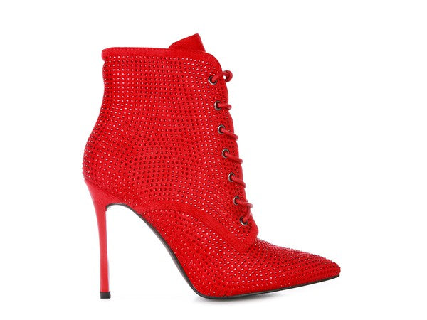 Diamante Faux Suede Ankle Boots