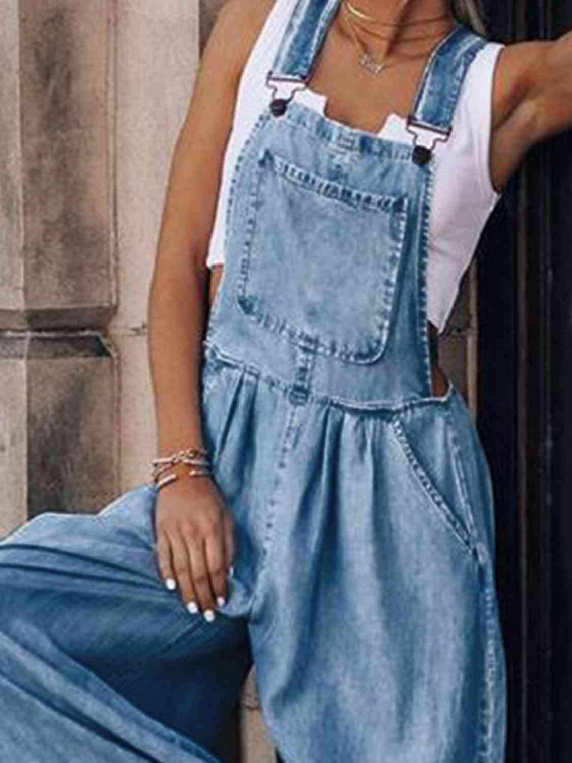 Women's Casual Wide Leg Denim Trouser Overalls