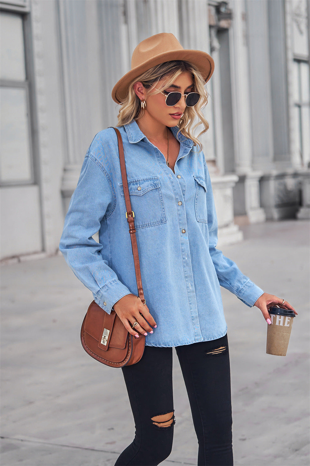 Womens Chambray Button Up Shirt | Fall Tops For Women