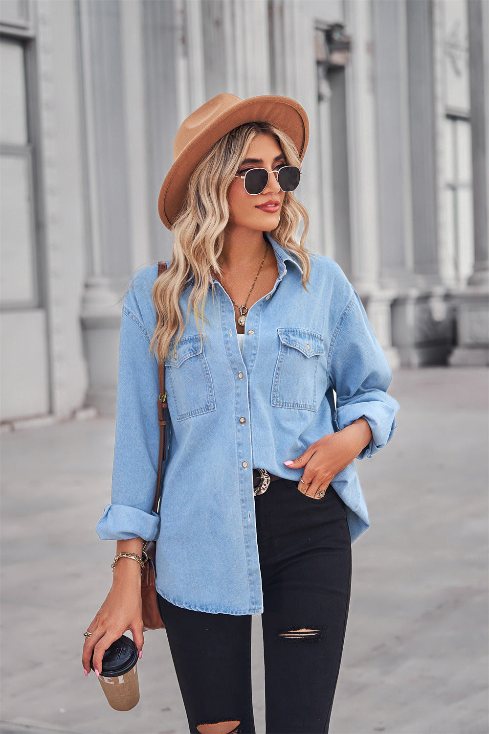 Womens Chambray Button Up Shirt | Fall Tops For Women