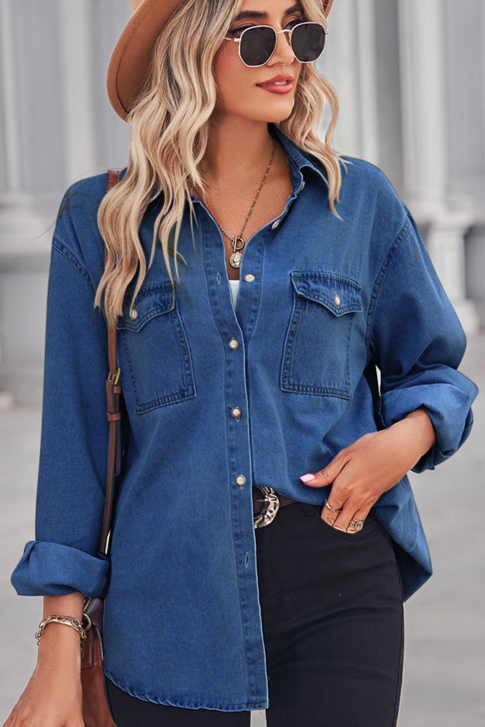 Womens Chambray Button Up Shirt | Fall Tops For Women