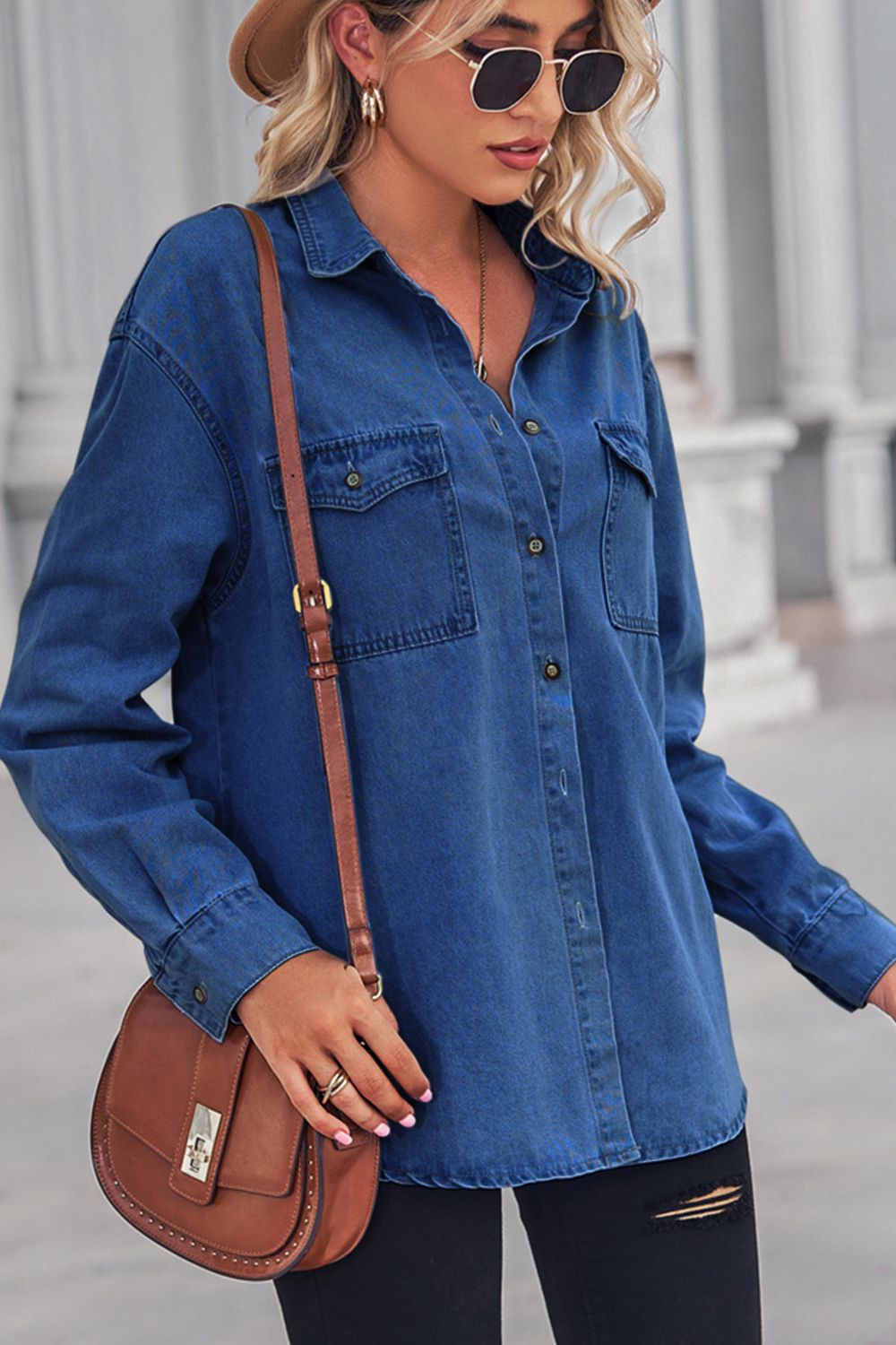 Womens Chambray Button Up Shirt | Fall Tops For Women