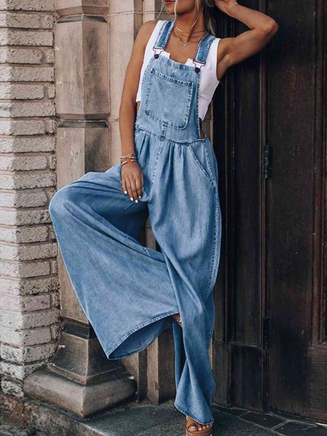 Women's Casual Wide Leg Denim Trouser Overalls